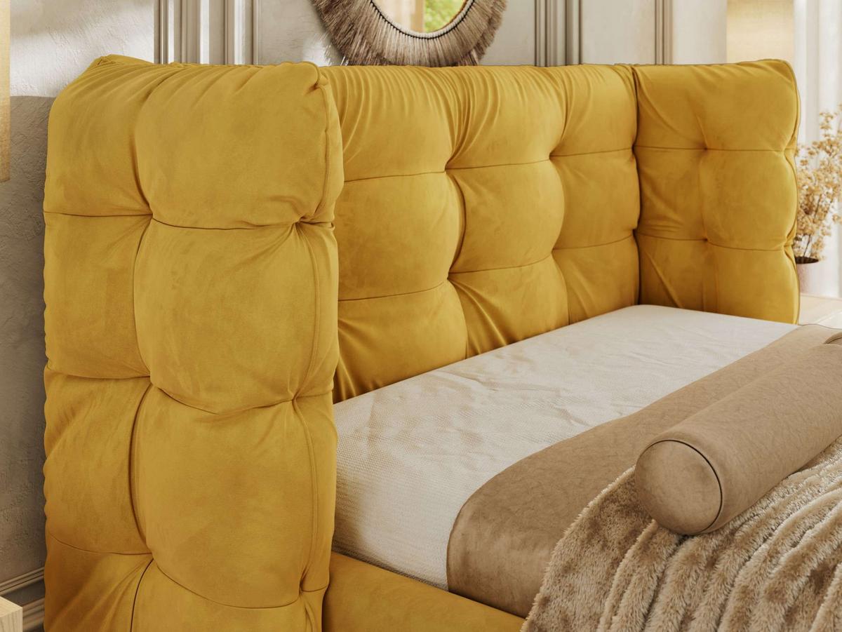 POLSTERBETT FLONELLE CLASSIC 140/200 - Gelb Velvet - ohne Matratze - Gelb, Textil (140/200cm) - MKS