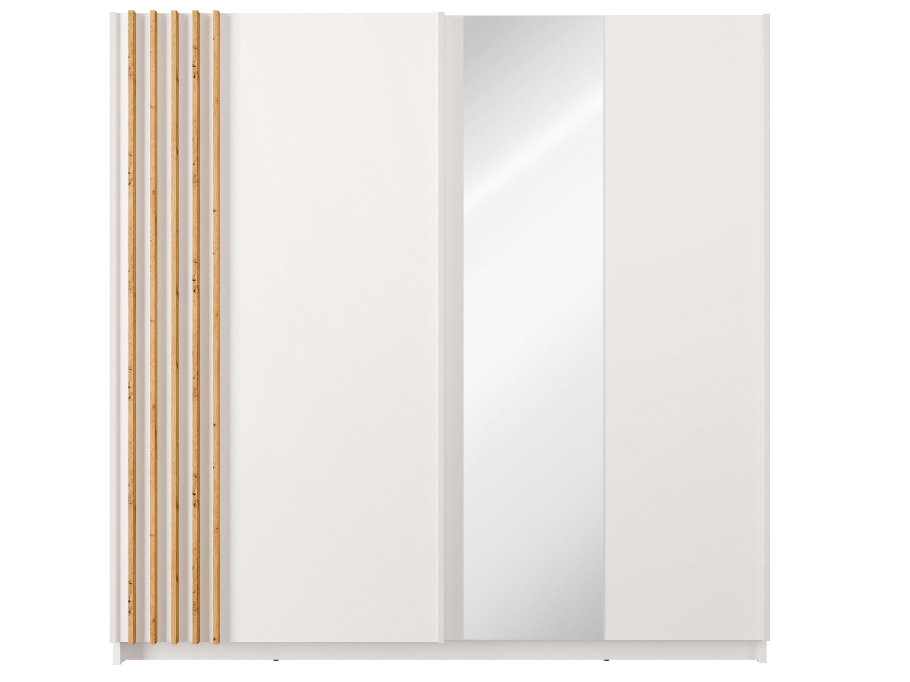 SCHWEBETÜRENSCHRANK RANOR 200,6/198,5/62cm 2-türig mit Spiegel Weiß - Eiche Artisan/Weiß, Holzwerkstoff (200.6/198.5/62cm) - MASSENO
