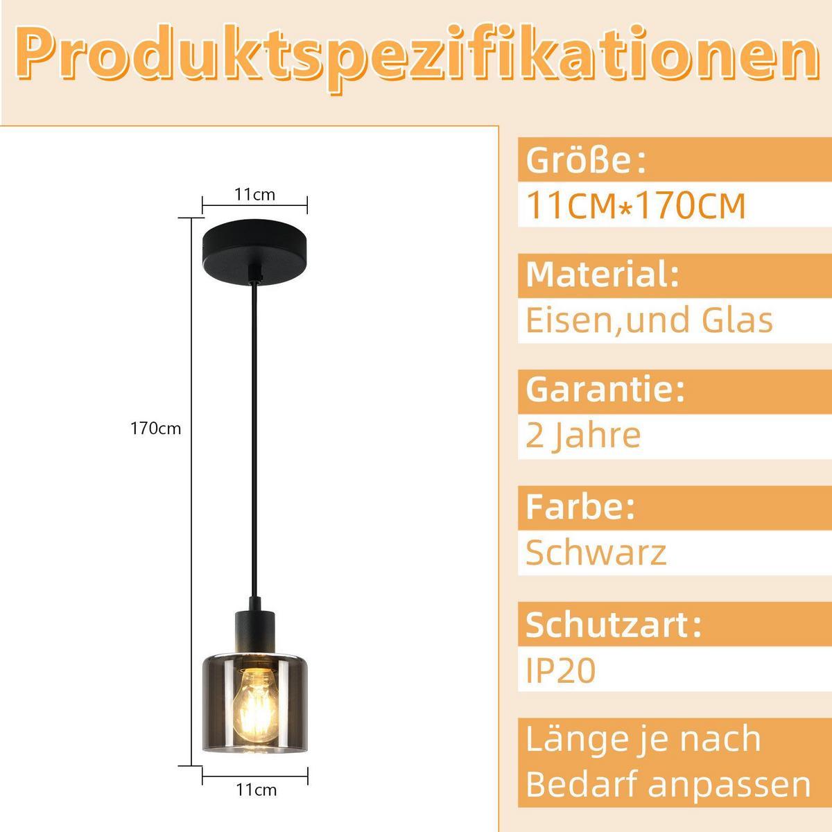 PENDELLEUCHTE Verena 11/11/195 cm - Grau, Glas (11/11/195cm) - Nettlife