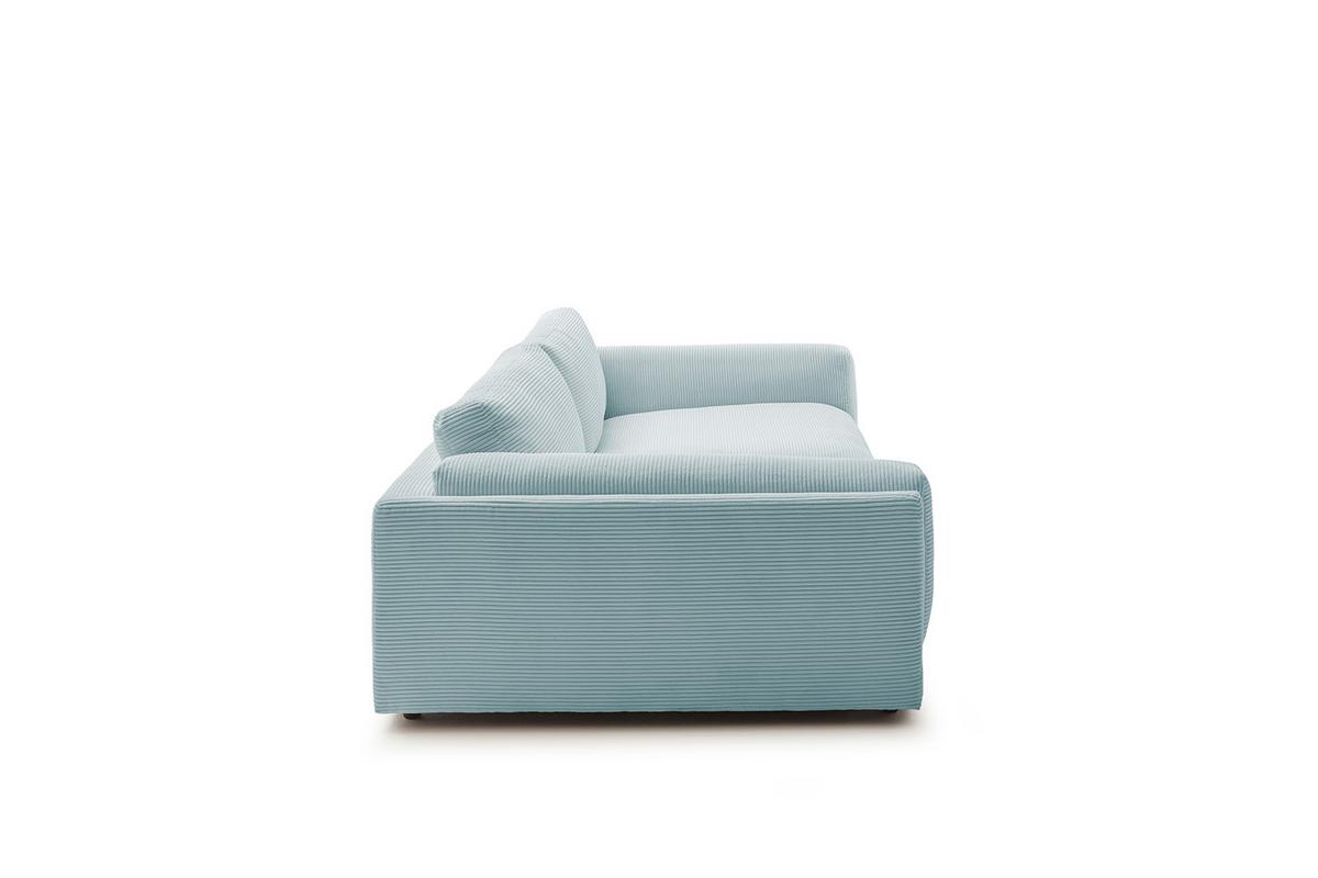 BIG SOFA RAINA Hellblau Cord - Schwarz/Hellblau, Kunststoff/Textil (254/85/150cm) - KAWOLA