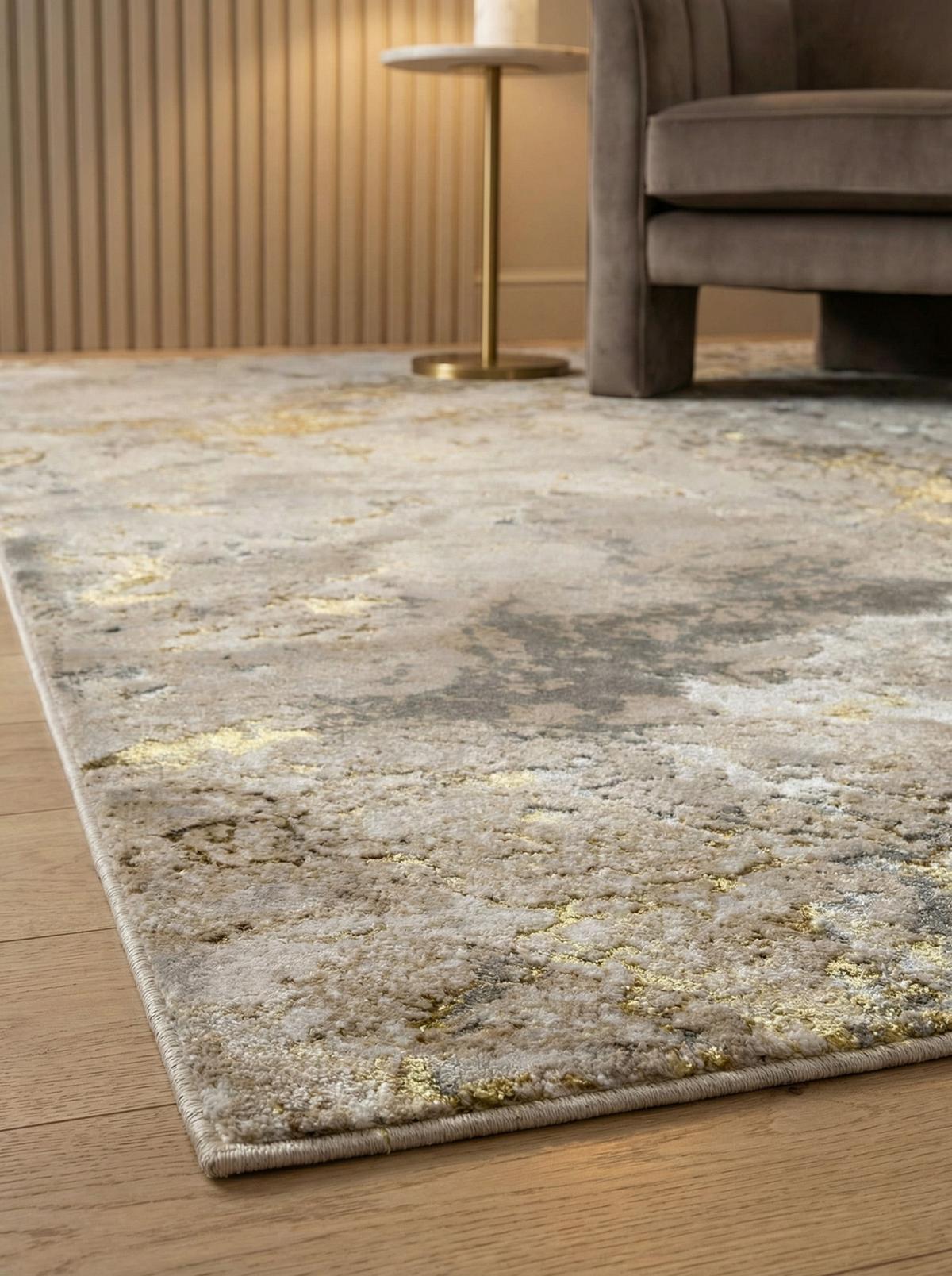 TEPPICH SARNTAL, abstrakt, aus Polyester, Gold, 160 x 230 cm - Goldfarben, Textil (230/160cm) - KADIMA DESIGN