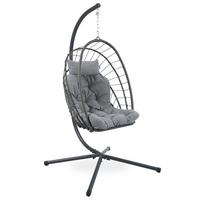 HÄNGESESSEL Mykonos mit stabiler Stahlrahmen, 109 cm, Grau - Grau, Metall (109/192/124cm) - Beautysofa