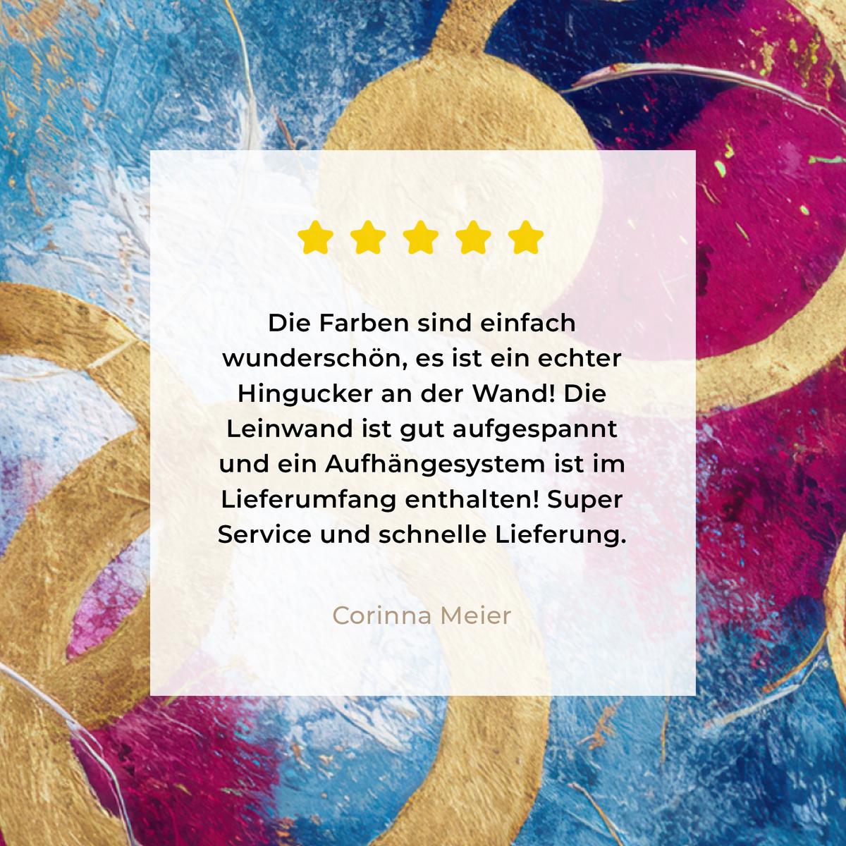 LEINWANDBILD Kreise - Gold - Abstrakt Wandbild Wohnzimmer 50x50 cm - Blau, Textil (50/50cm) - MuchoWow