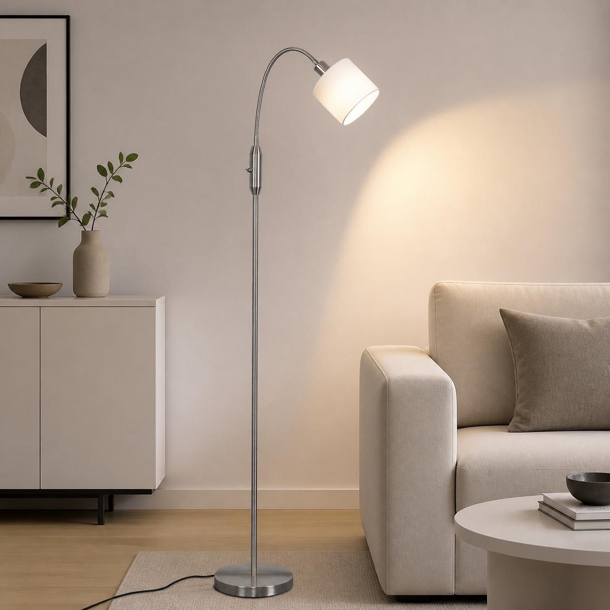 STEHLAMPE Seraphina 12/12/163 cm - Silberfarben, Textil/Metall (12/12/163cm) - ZMH