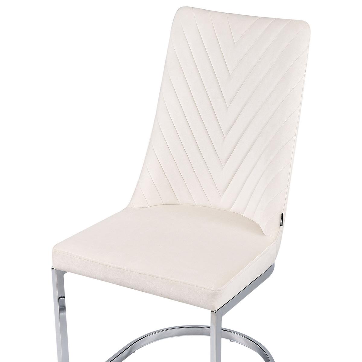 ESSZIMMERSTUHL 2er-Set Samtstoff cremeweiß Altoona - Silberfarben/Weiß, Textil (46/96/58cm) - Beliani
