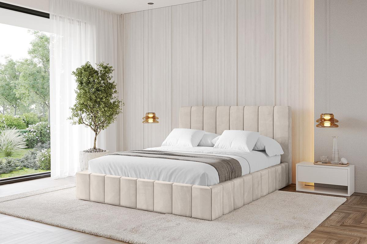 POLSTERBETT mit Bettkasten und Lattenrost, Bett mit Matratze H3/H4 - FINO 180x200 Beige - Beige, Holzwerkstoff/Textil (180/200cm) - ALTDECOR