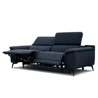 RELAXSOFA FIERO 3-Sitzer mit 2 Relaxfunktionen, dunkelblau - Schwarz/Dunkelblau, Holzwerkstoff/Textil (212/82/103cm) - Wozimo