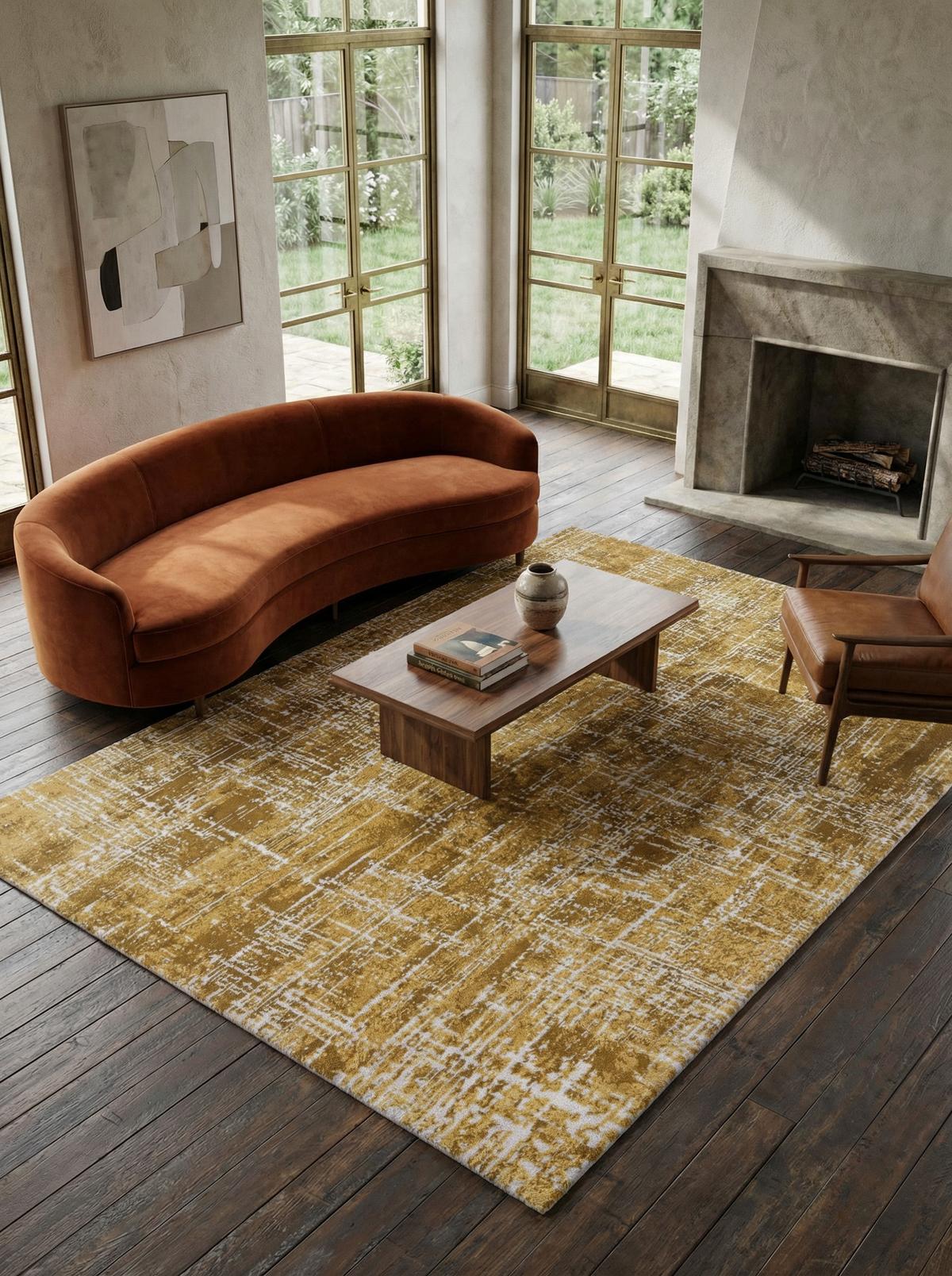 TEPPICH TIBER-Rom, abstrakt, Senfgelb, 120 x 170 cm - Gelb, Textil (170/120cm) - KADIMA DESIGN