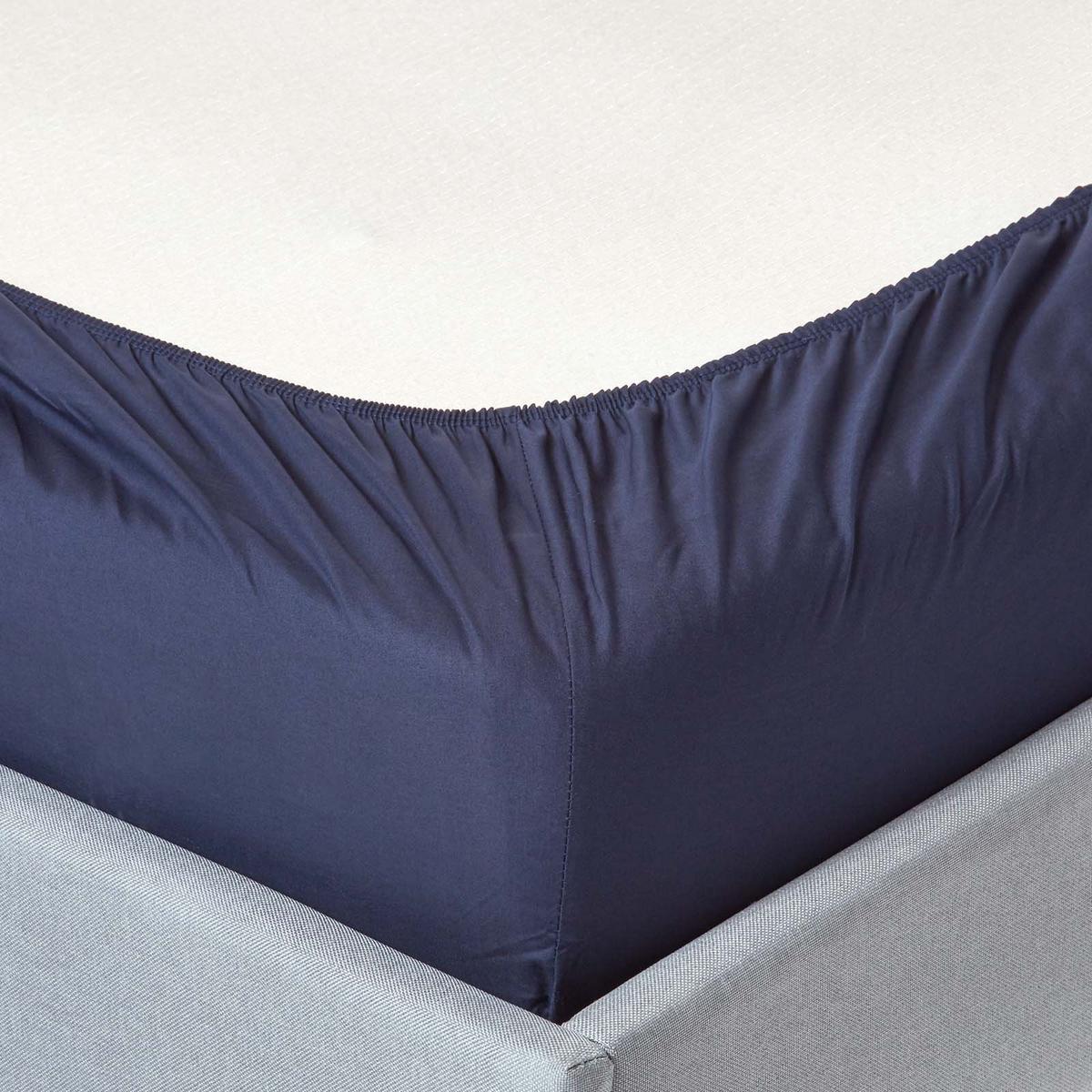 PERKAL-SPANNBETTLAKEN, Ägyptische Baumwolle, Fadendichte 200 - Dunkelblau, Textil (180/200cm) - Homescapes