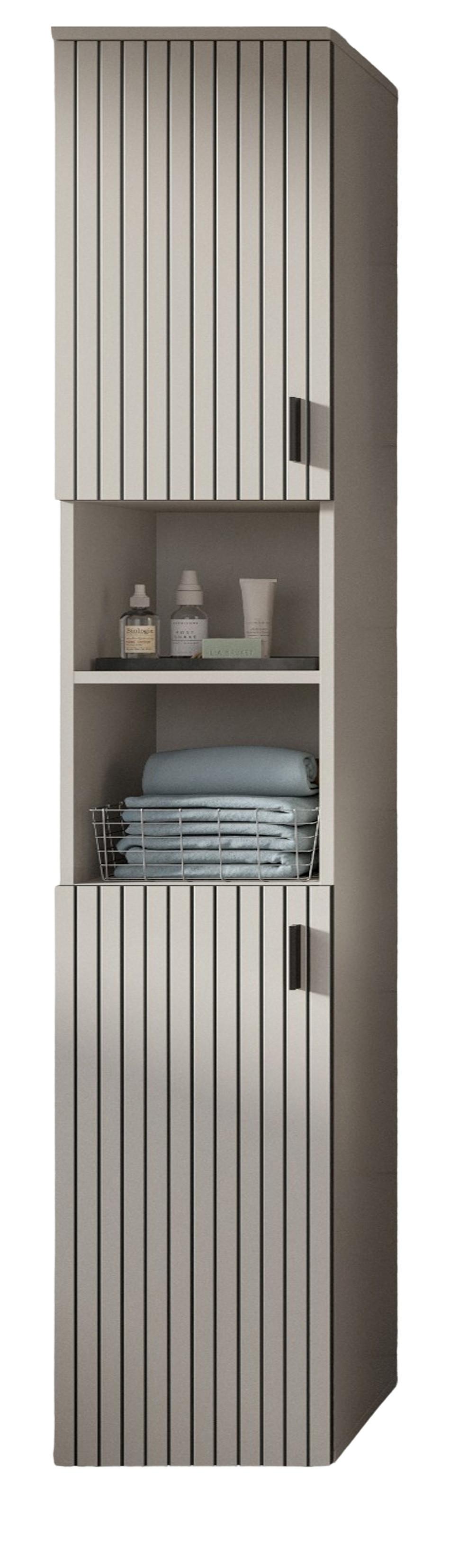 HOCHSCHRANK Kaschmir 30 x 192 cm, Badschrank mit 6 Fächern - Kaschmir/Schwarz, Holzwerkstoff/Kunststoff (30/192/30cm) - Inn.Furn