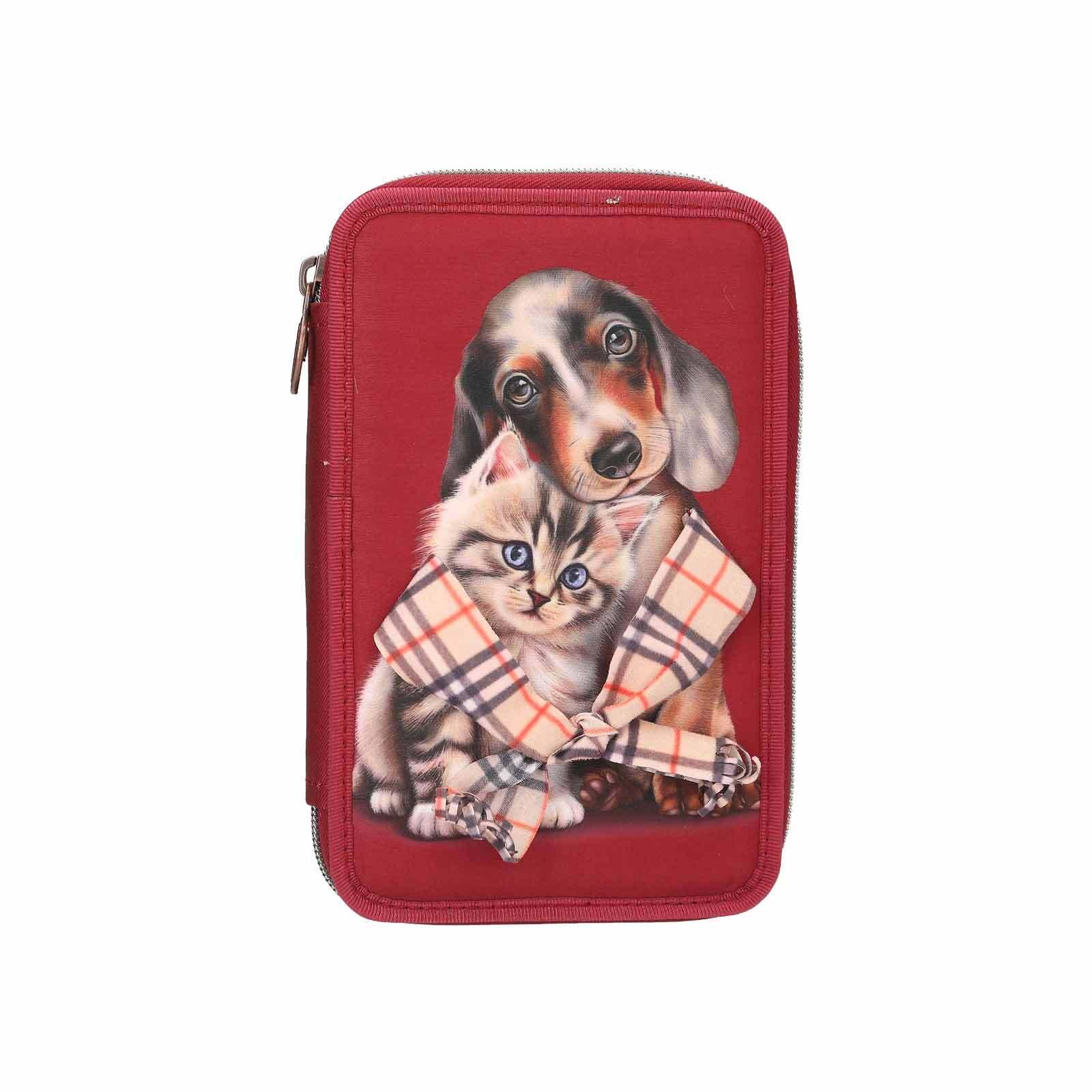 2-FACH FEDERTASCHE FUR-EVER FRIENDS TOPModel rot 5,5 x 13 x 20 cm - Rot, Kunststoff (13/20/5.5cm) - Depesche Germany