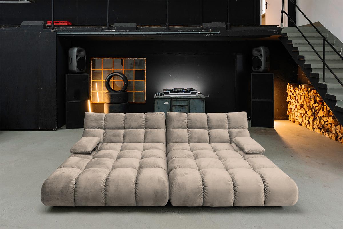 BIG SOFA VIVIEN Braun Velvet - Schwarz/Braun, Kunststoff/Textil (296/85/178cm) - KAWOLA