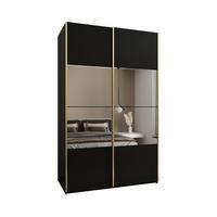 SCHWEBETÜRENSCHRANK 245,5/160/64 2-türig - Goldfarben/Schwarz, Holz/Metall (160/245/64cm) - Abiks Möbel