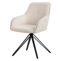 ESSZIMMERSTUHL drehbar Creme Webstoff - Beige/Schwarz, Textil/Metall (61/84.5/57cm) - ML-DESIGN