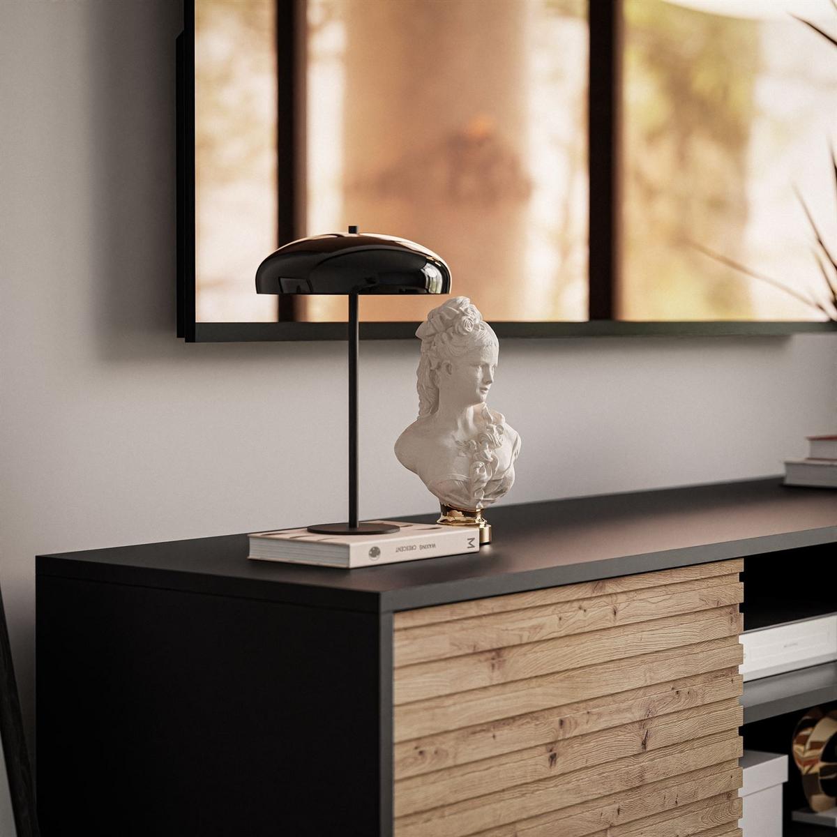 TV-ELEMENT CONE RTV 154 - Eichefarben/Schwarz, Holzwerkstoff (154/56/39cm) - Lookway