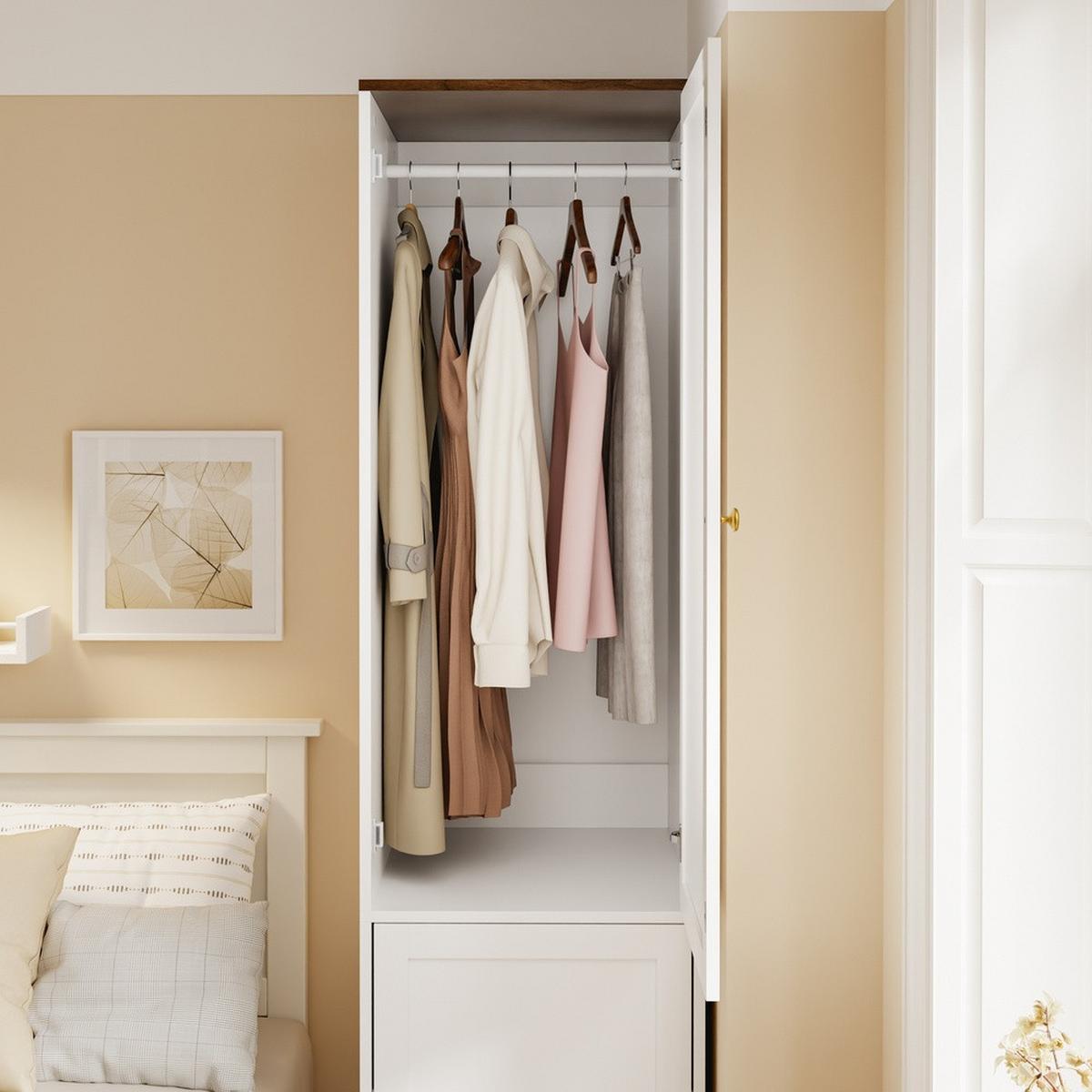 HOCHSCHRANK mit Kleiderstange KSB03-W - Ahornfarben, Fell (45/187/55cm) - SoBuy