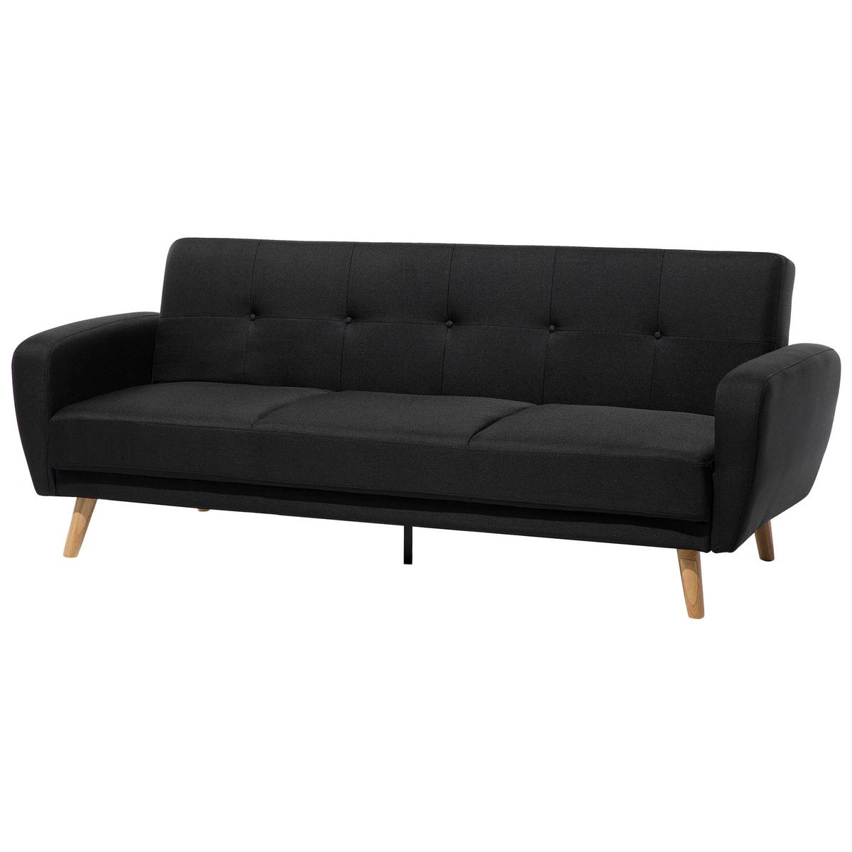3-SITZER-SCHLAFSOFA Polyester Schwarz Florli - Schwarz, Textil (214/82/85cm) - Beliani