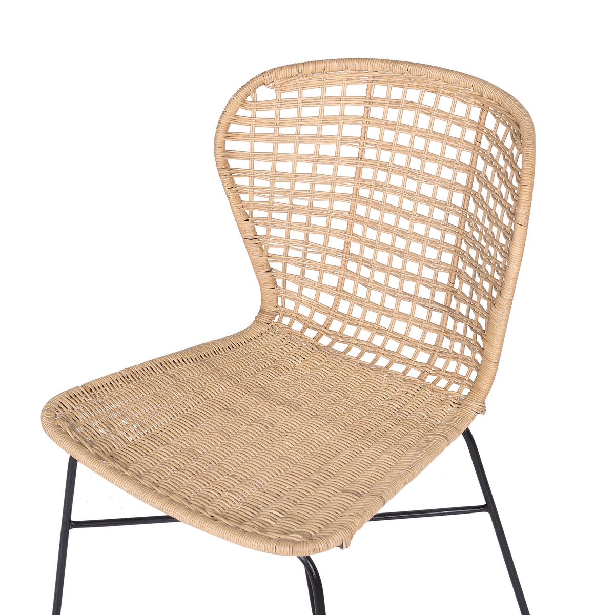 RATTANSTUHL 2er-Set Rattan Beige Elfros - Beige, Naturmaterialien/Metall (56/83/49cm) - Beliani