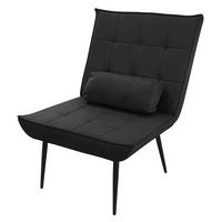 SESSEL Wohnzimmer aus Kunstleder-PU Schwarz Relaxsessel mit Lendenkissen - Schwarz, Metall (97/100/79cm) - ML-DESIGN
