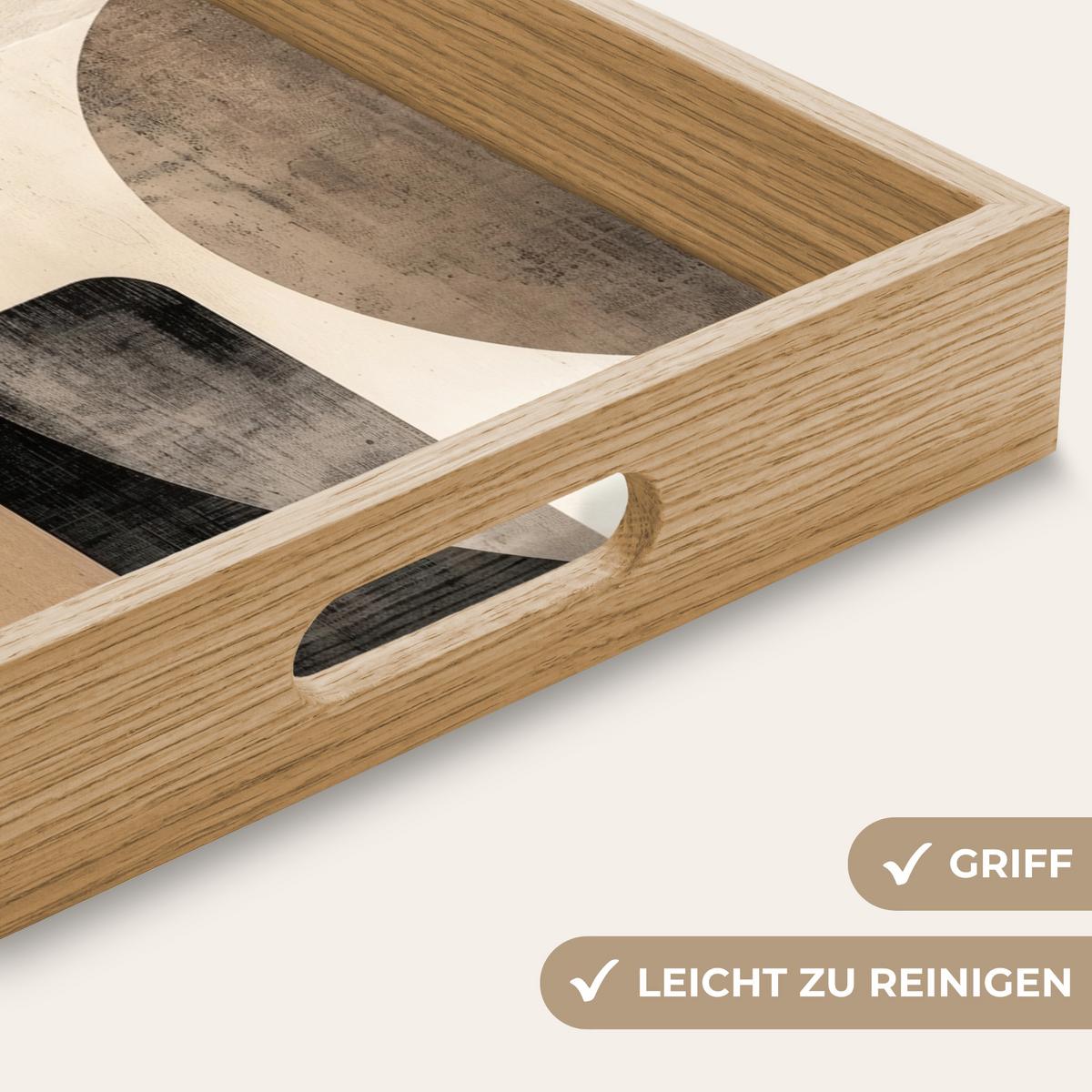 TABLETT Abstrakt - Formen - Modern - Beige 50x35 cm - Beige, Holz (50/5/5cm) - OnlyWow