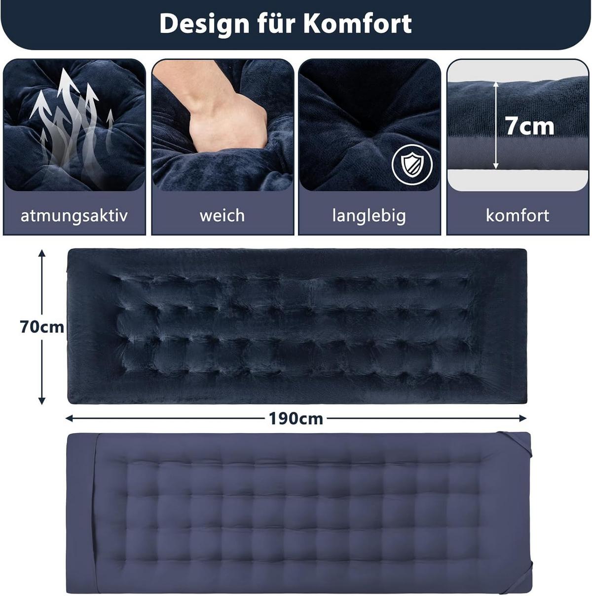 BAUMWOLLE Auflage Blau - Blau, Textil - COSTWAY