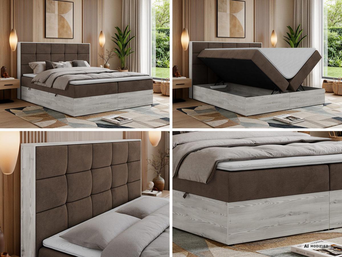 BOXBETT ALNOR 140/200 Braun Velvet - Topper T25 - H3 - Schwarz/Braun, Kunststoff/Textil (140/200cm) - MKS