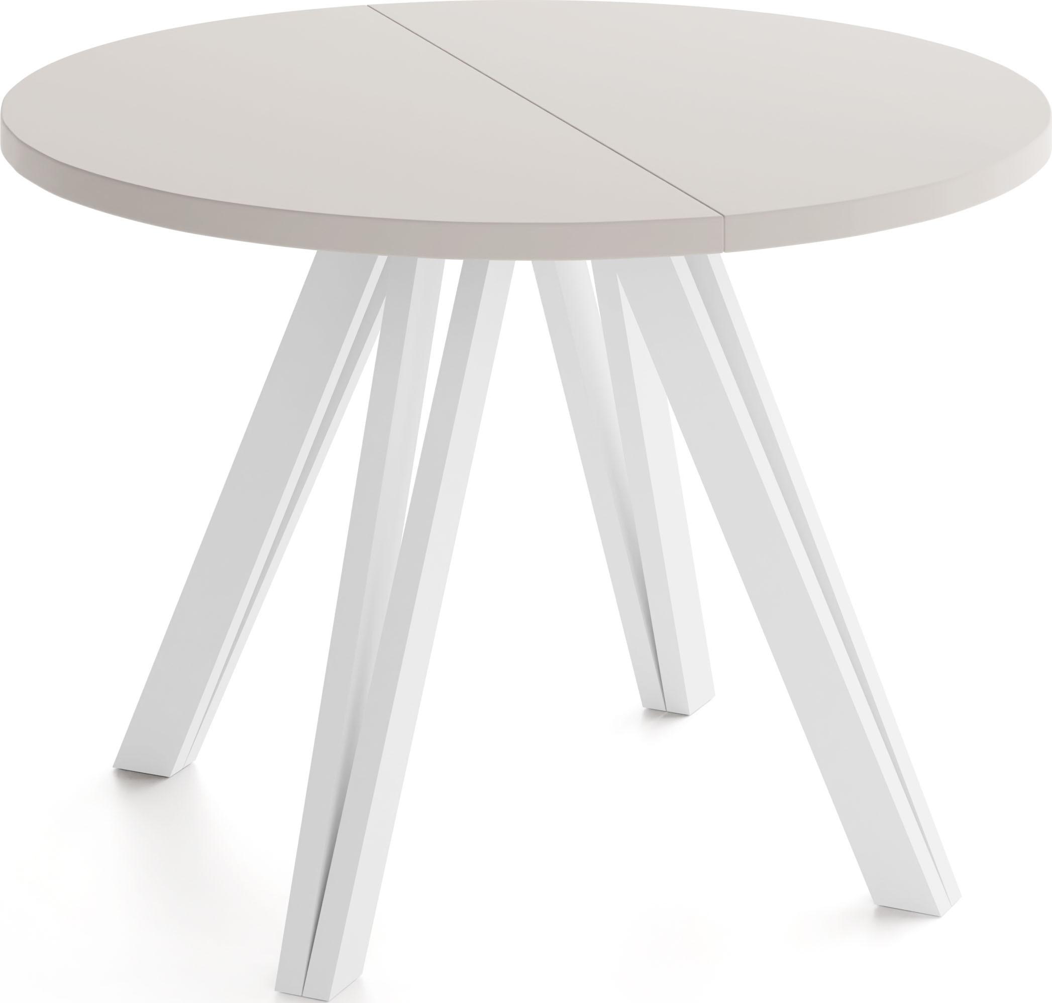 ESSTISCH Ravero runder ausziehbarer, Kaschmir 100-140/100/77 cm - Kaschmir/Beige, Holz/Holzwerkstoff (100/140/76.5cm) - WFL GROUP
