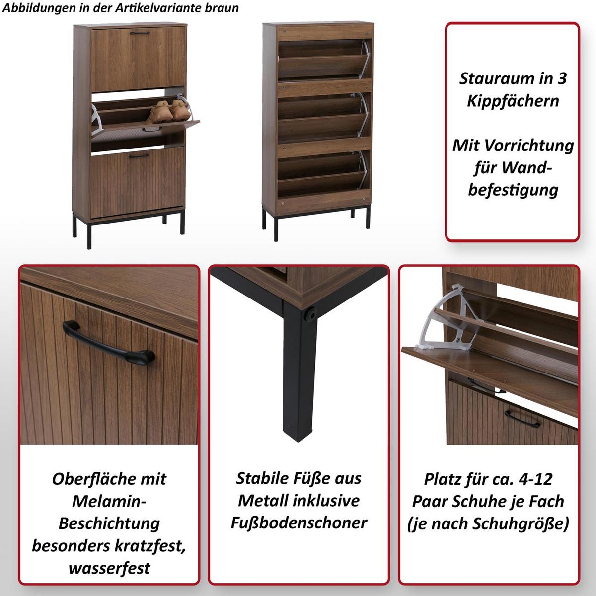 SCHUHKIPPER Braun - Braun, Holz (60/125/25cm) - MCW