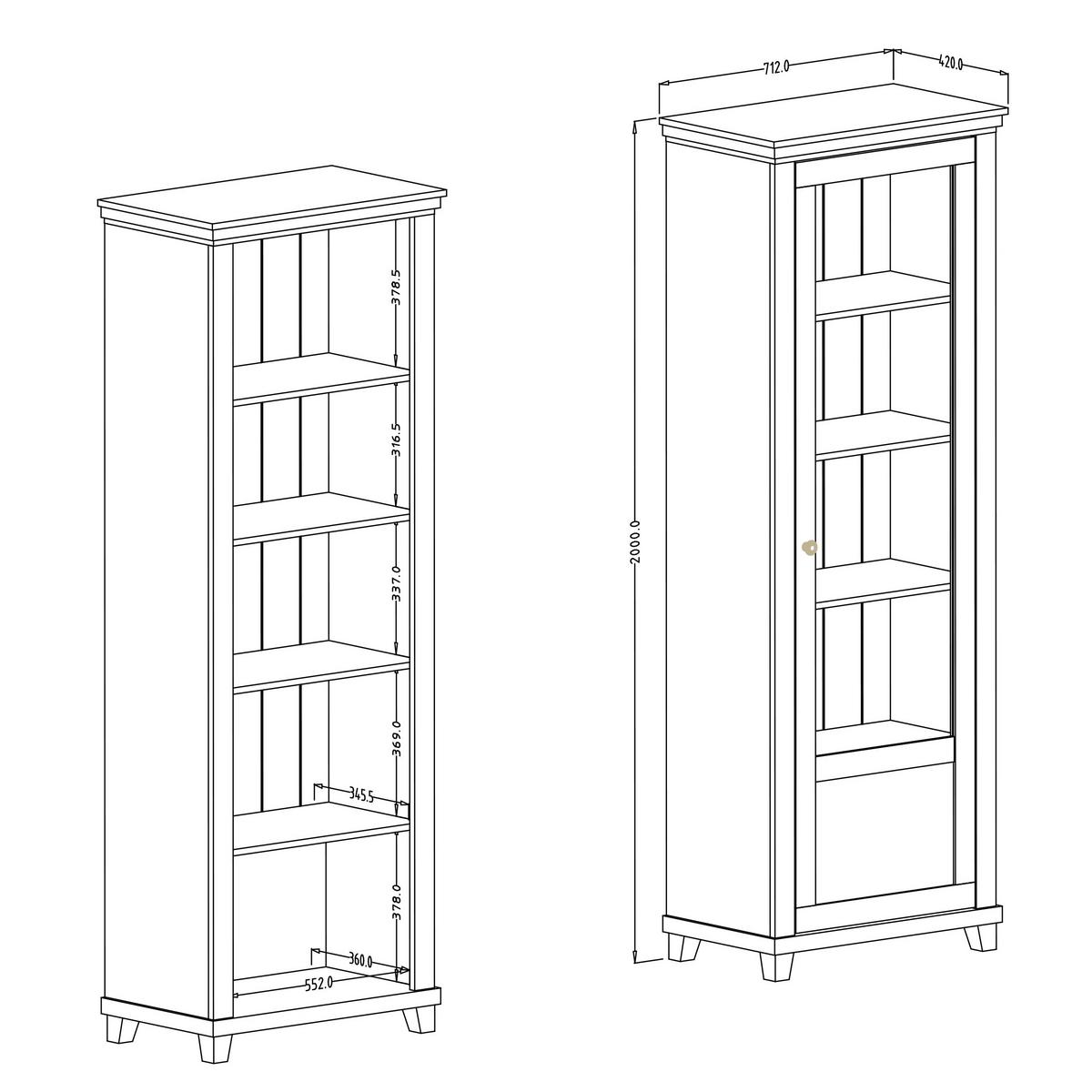 VITRINE EVANDRO 200 / 71 cm in Beige - Beige, Holzwerkstoff (71/200/42cm) - MASSENO