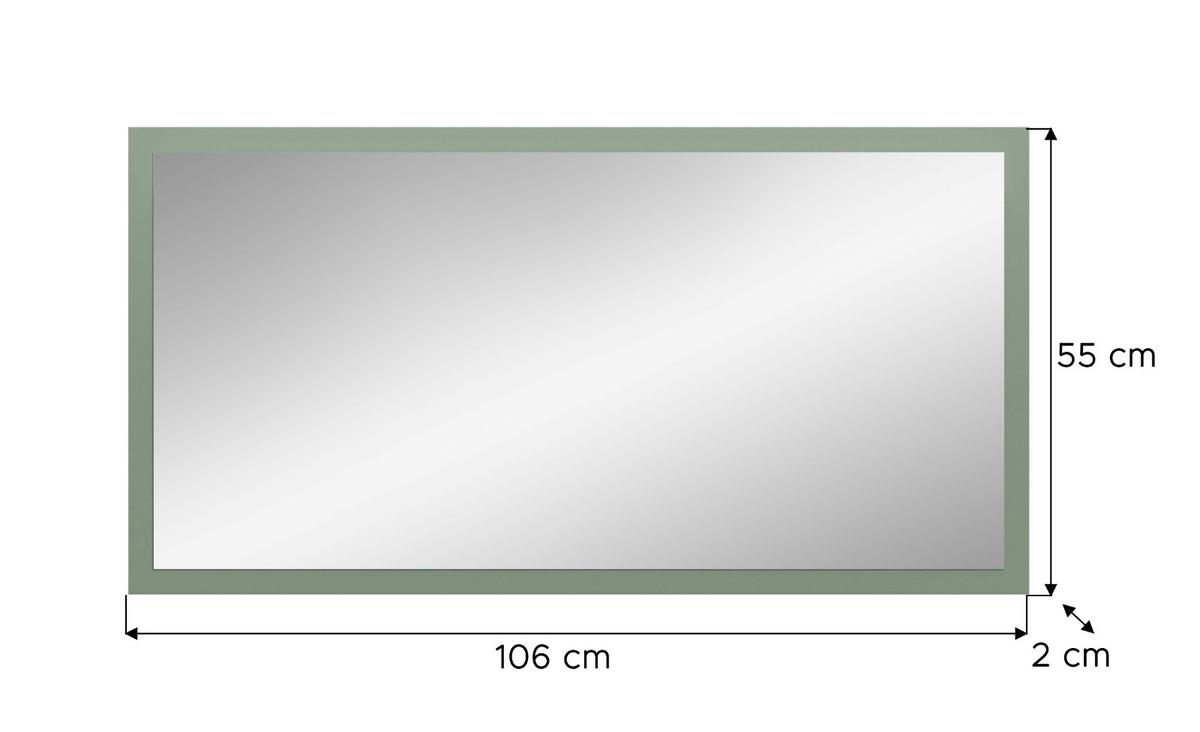 WANDSPIEGEL grün 106 x 55 cm, Garderobenspiegel mit Rahmen - Grün, Glas/Holzwerkstoff (106/55/2cm) - Inn.Furn