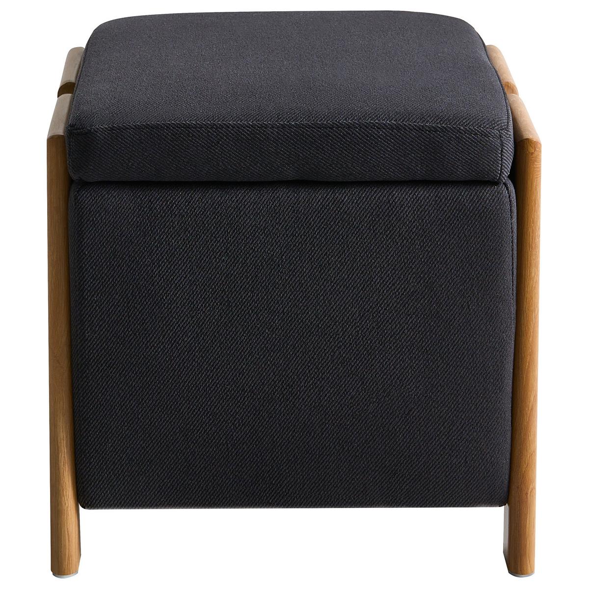 POUF mit Stauraum Stoff 45 cm Schwarz Edland - Schwarz, Textil (45/44/43cm) - Beliani