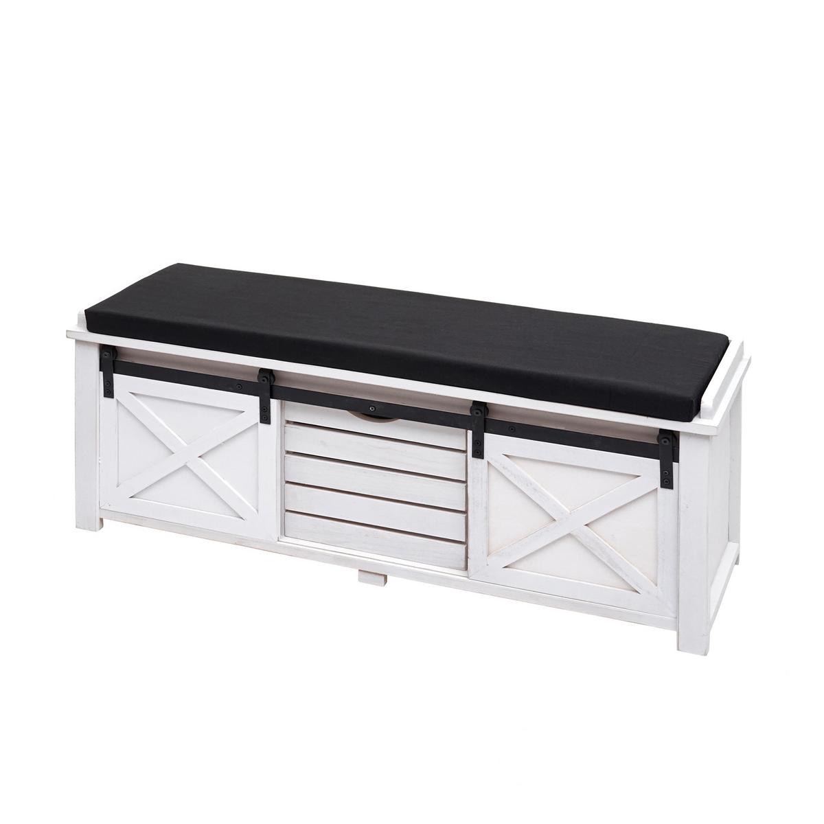 SITZBANK MIT STAUFÄCHERN Schwarz - Schwarz, Holz (102/43/33cm) - MCW