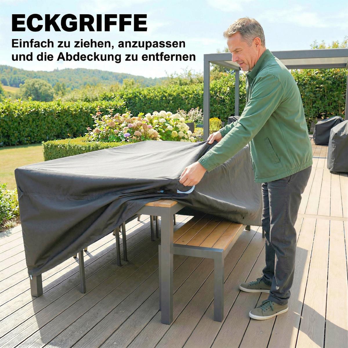 GARTENMÖBEL-ABDECKUNG 420D-Oxford-Gewebe Schwarz - Schwarz, Textil (120/74/180cm) - Outsunny