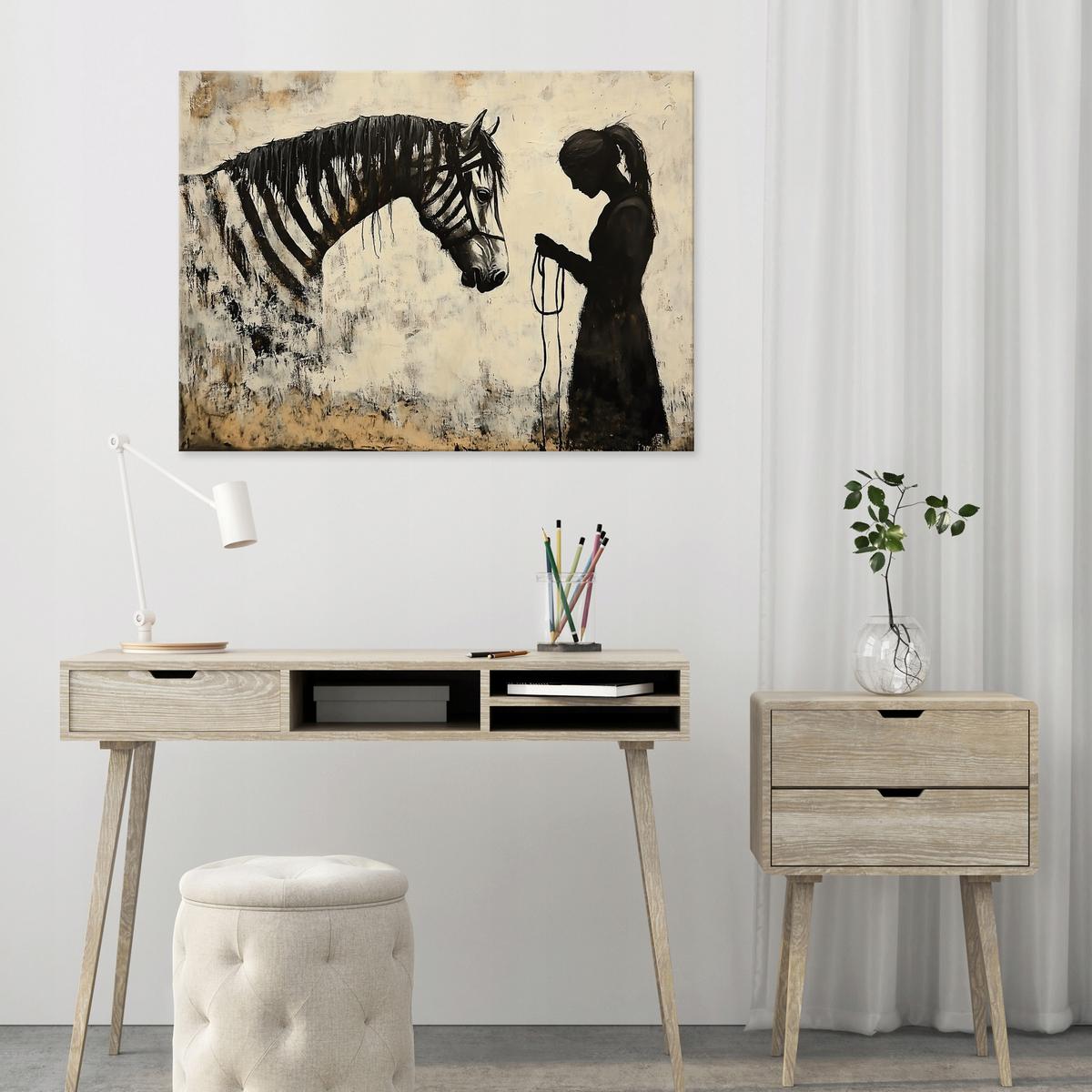 LEINWANDBILD Abstrakt Banksy Beige Modern Wohnzimmer 60x40 - Beige, Holzwerkstoff (60/40cm) - Wallarena