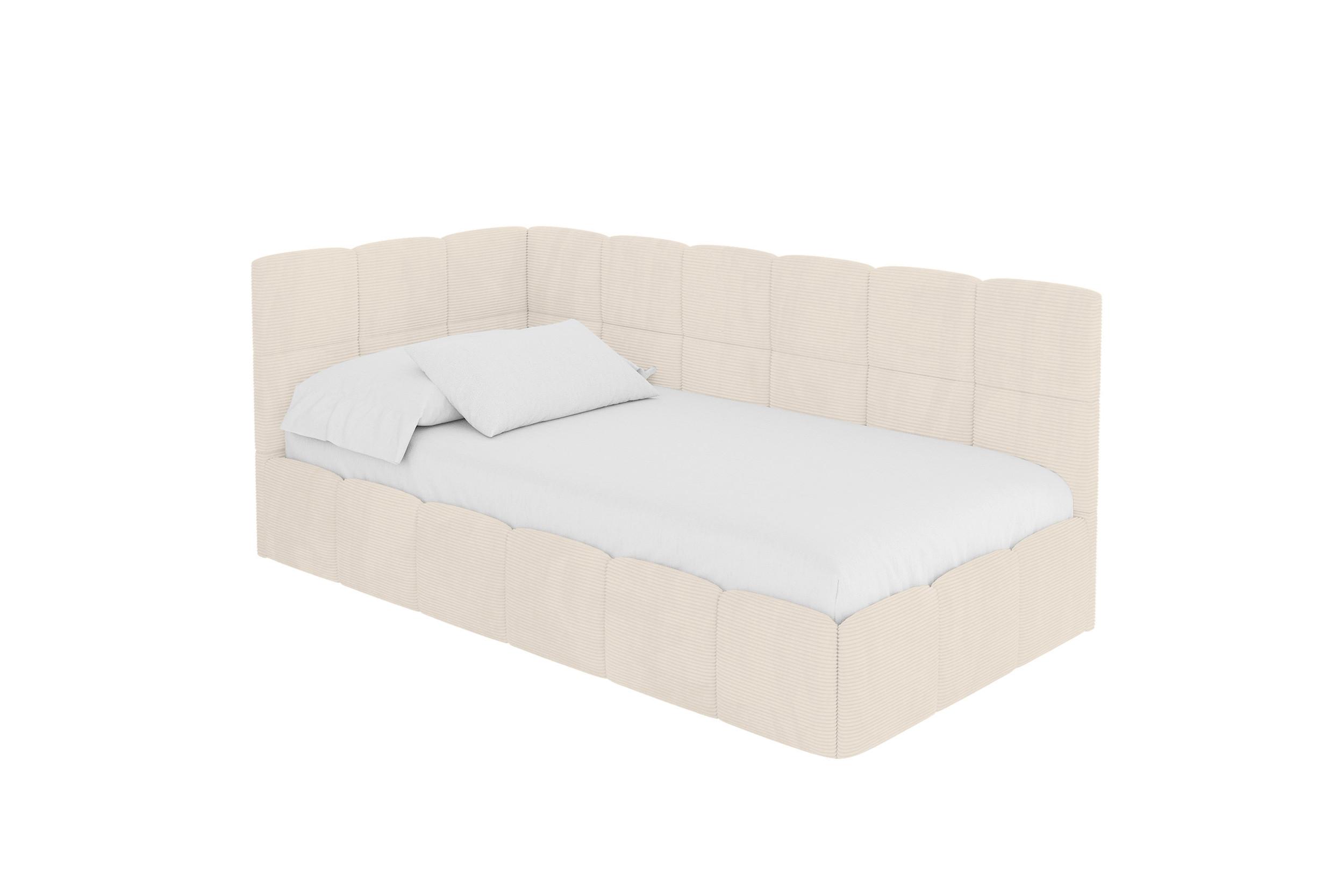 EINZELBETT Jugendbett mit Bettkasten Rechts, ohne Matratze - LIVY 100x200 Beige - Sandfarben, Holzwerkstoff/Textil (100/200cm) - ALTDECOR