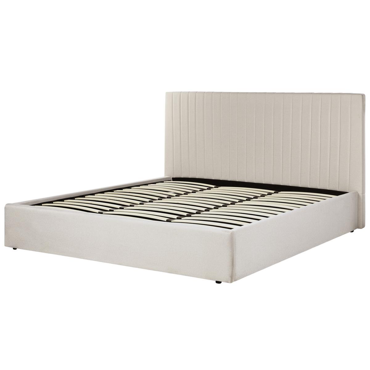 BETT mit Stauraum 180/200 cm Stoff Hellbeige Vion - Beige, Textil (180/200cm) - Beliani