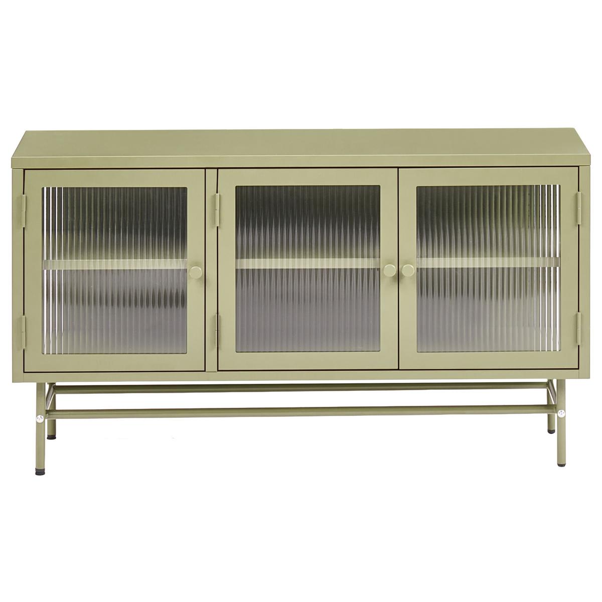SIDEBOARD mit Glastüren Metall 115 cm Grün Devon - Grün, Metall (115/64/35cm) - Beliani