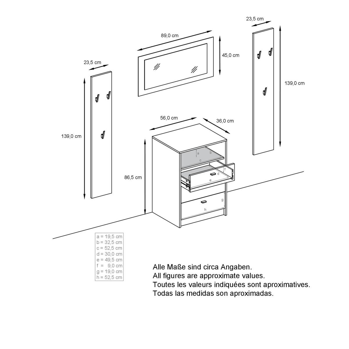 GARDEROBE Pino Schwarz Hochglanz - Schwarz Hochglanz, Holzwerkstoff (135/190/36cm) - Vladon