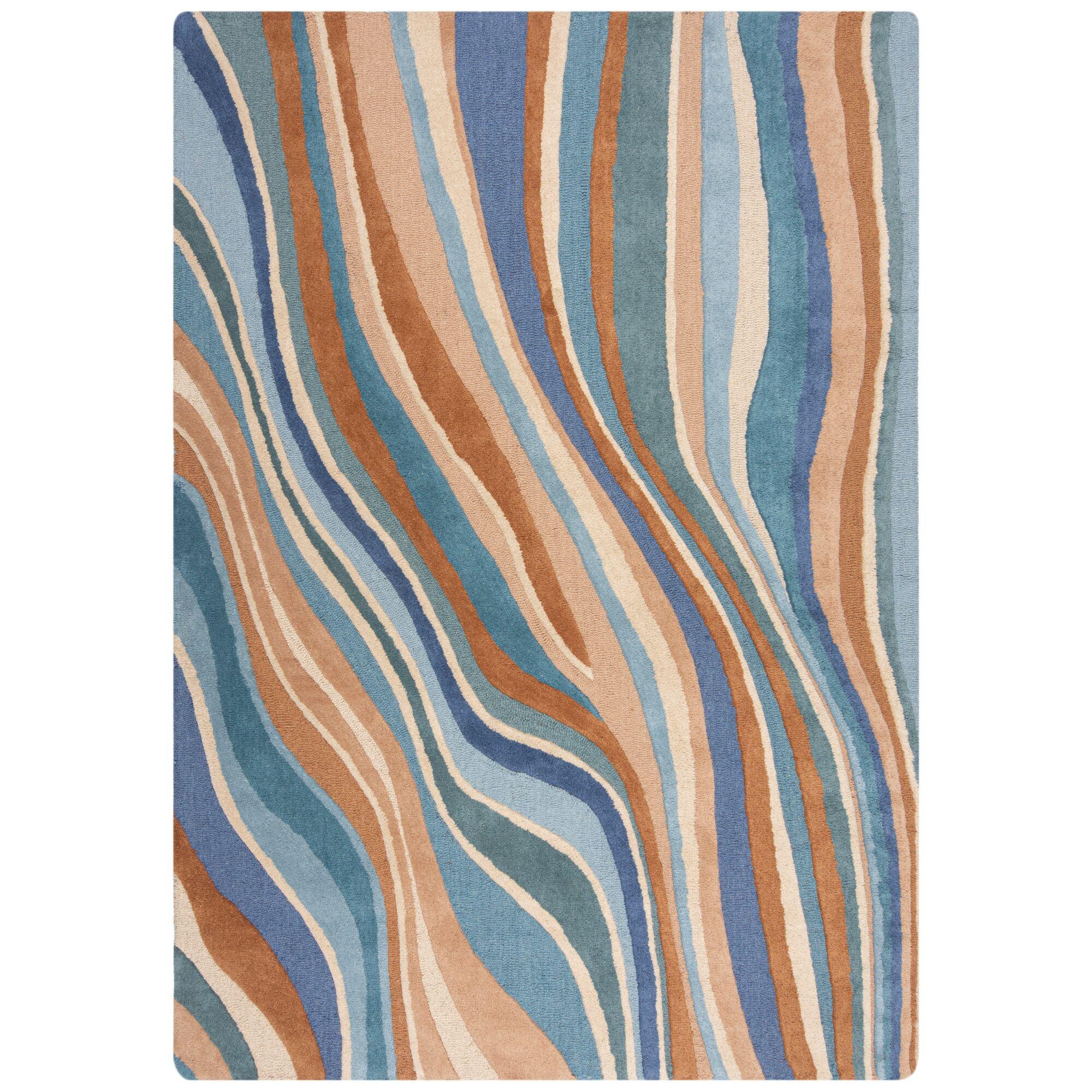 WOLLTEPPICH DERWENT, abstrakt, Blau-Bunt, 200 x 290 cm - Multicolor, Textil (290/200cm) - KADIMA DESIGN