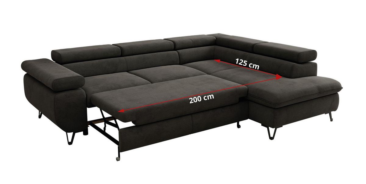 ECKSOFA PABLO L Dunkelgrau Velvet - Links Seite - Dunkelgrau/Schwarz, Textil/Metall (208/273cm) - MKS