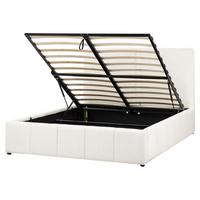 BETT mit Stauraum 160/200 cm Stoff Cremeweiß Castelnavet - Creme, Textil (160/200cm) - Beliani