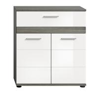 BADKOMMODE weiß Hochglanz, grau 71 cm, Badschrank mit Rillenoptik - Chromfarben/Weiß Hochglanz, Holzwerkstoff/Kunststoff (71/79/31cm) - Inn.Furn