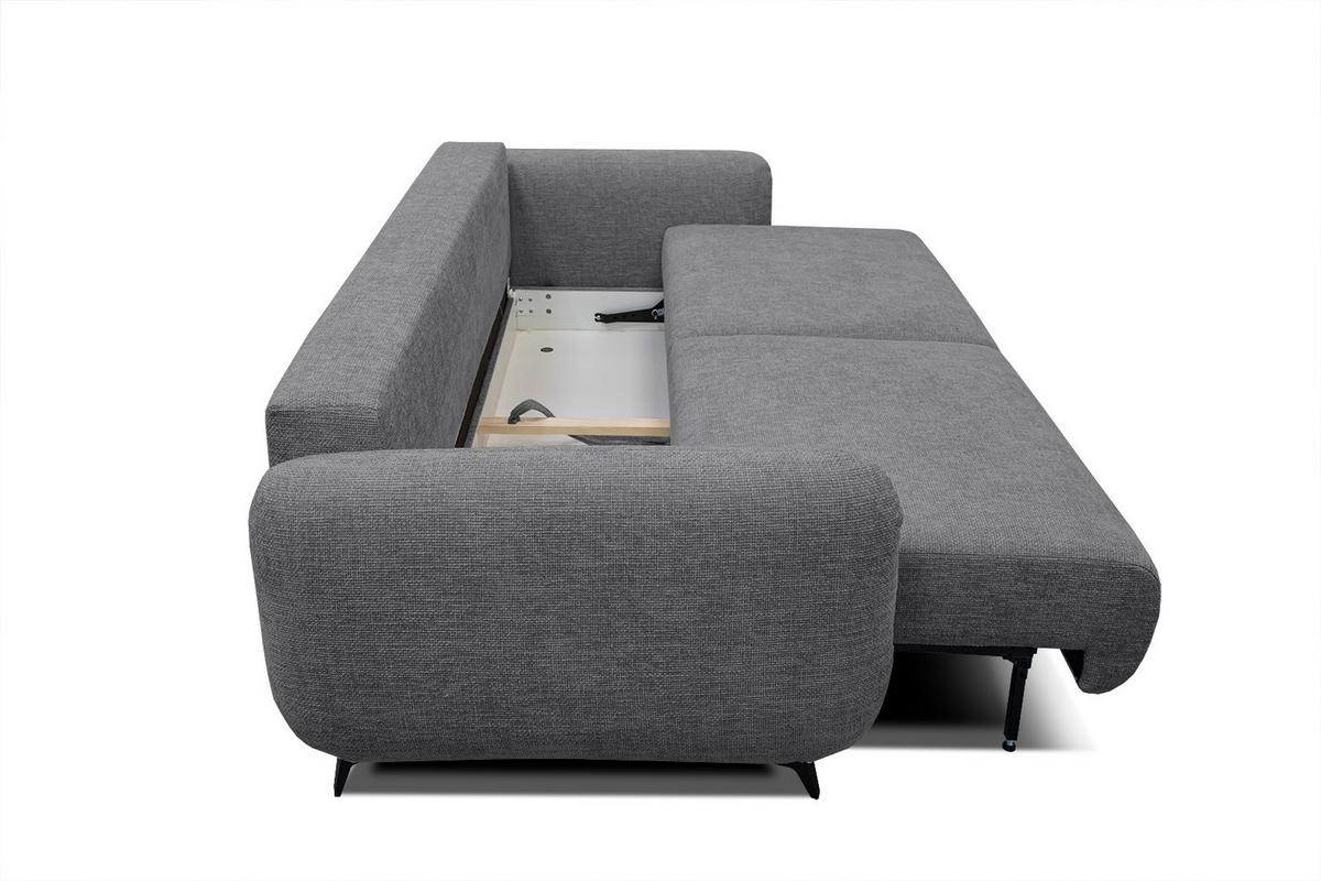 SOFA DRAKE 3-Sitzer mit Schlaffunktion, dunkelgrau - Dunkelgrau/Braun, Holz/Textil (232/90/107cm) - Wozimo