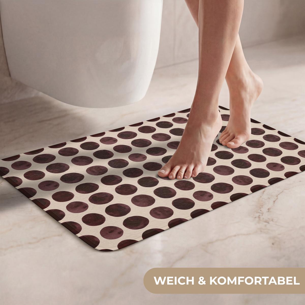 WC-VORLEGER Polka dots - Muster - Braun Toilettenvorleger 60x40 cm - Bordeaux, Textil (60/1cm) - OnlyWow