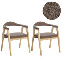 ESSZIMMERSTUHL 2er Set Holz Hellbraun/Taupe Oneco - Hellbraun, Holz (56/72/62cm) - Beliani