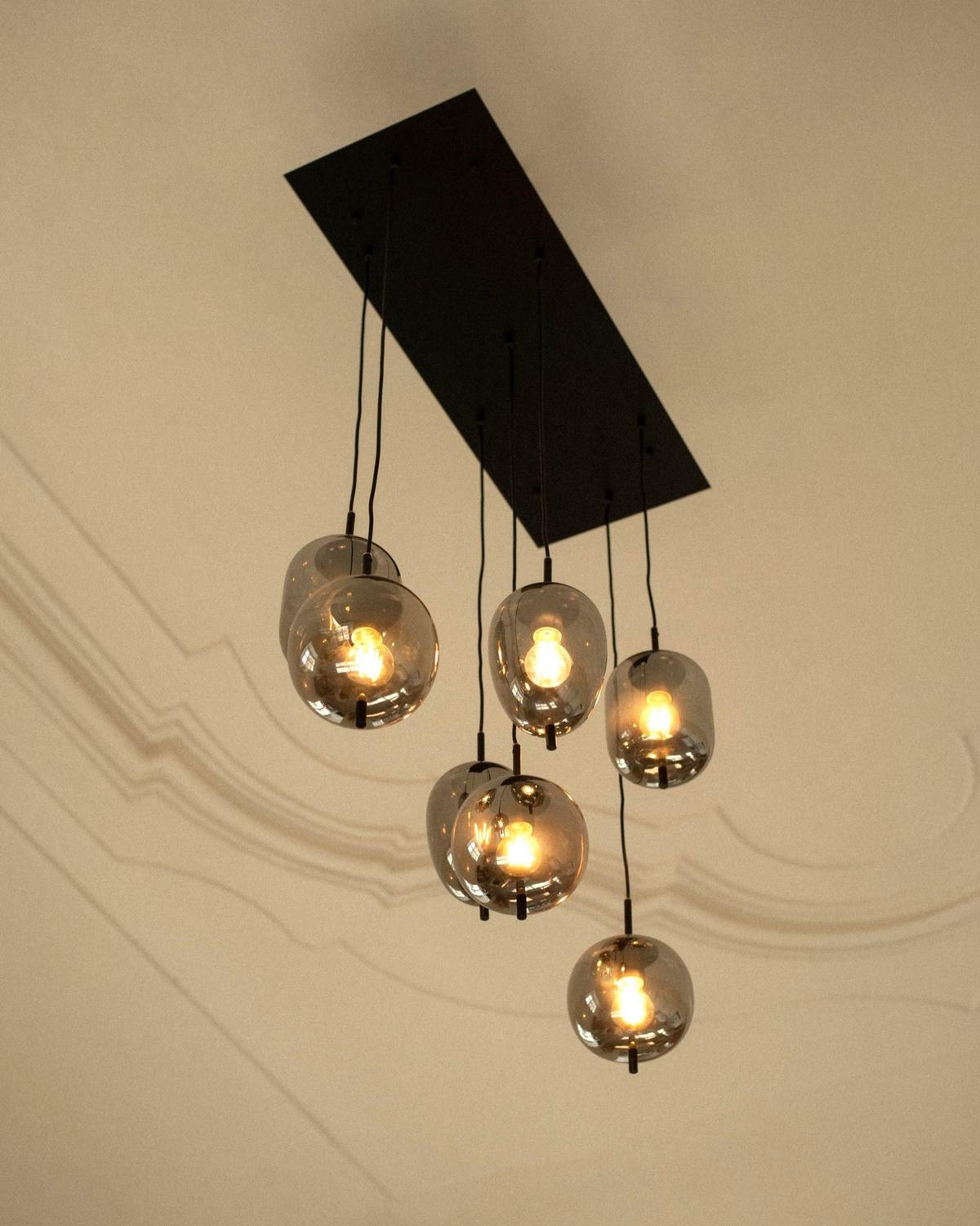PENDELLEUCHTE Tarlo 90x35x122 cm - Silberfarben, Glas (35/90/122cm) - Beliani