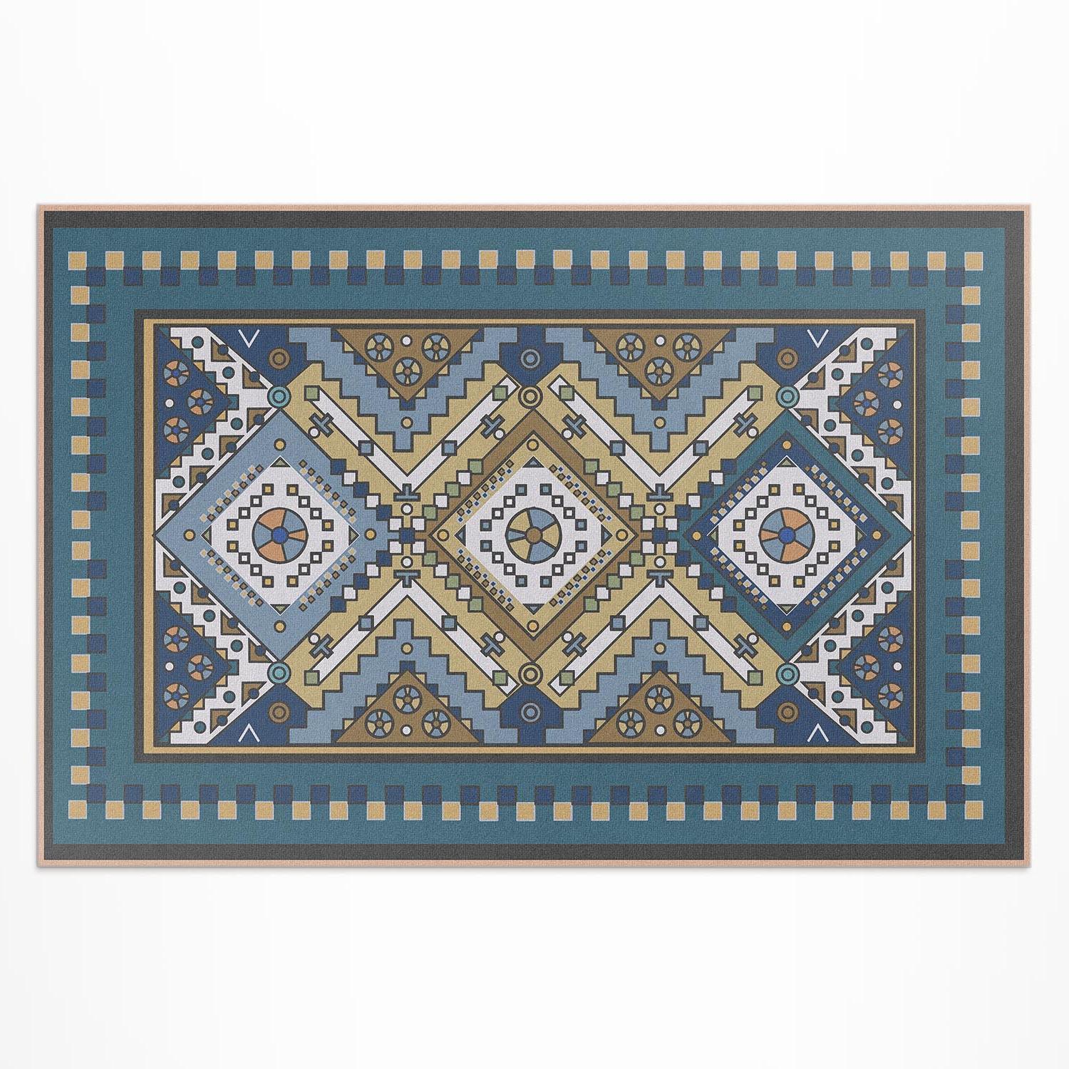 TEPPICH 100x150 cm Marokkanisches Geometrisches Muster - Dunkelblau, Kunststoff (100/150cm) - Wallfluent