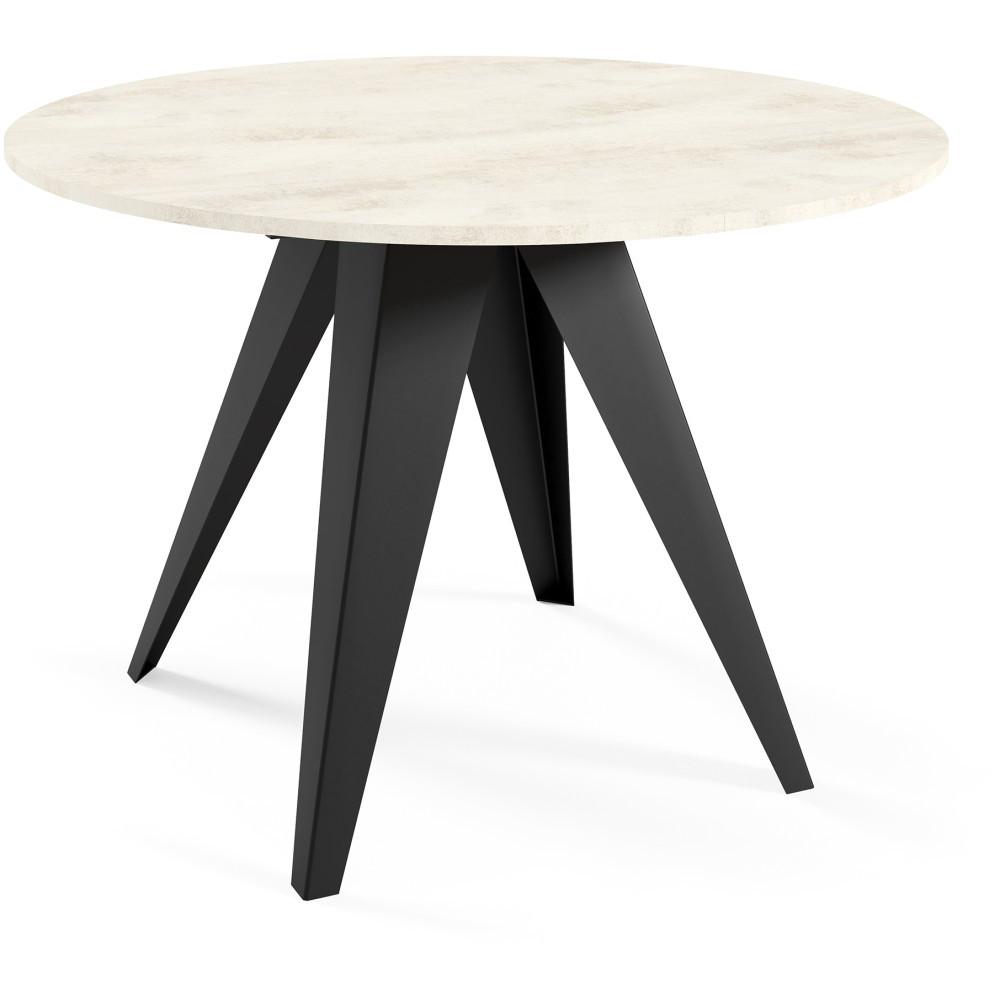 ESSTISCH Gala, Runder Tisch mit Ausziehfunktion, 90-130x90 cm, Schwarz+White Chromix - Schwarz/Weiß, Metall (90/90/76cm) - Beautysofa