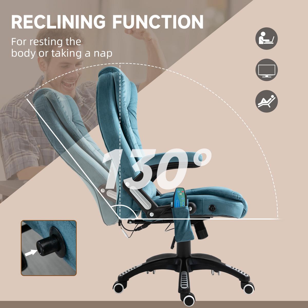 MASSAGESESSEL Chefsessel Gamingstuhl Drehstuhl Massagebürostuhl Blau - Blau/Schwarz, Kunststoff/Textil (74/116/67cm) - Vinsetto