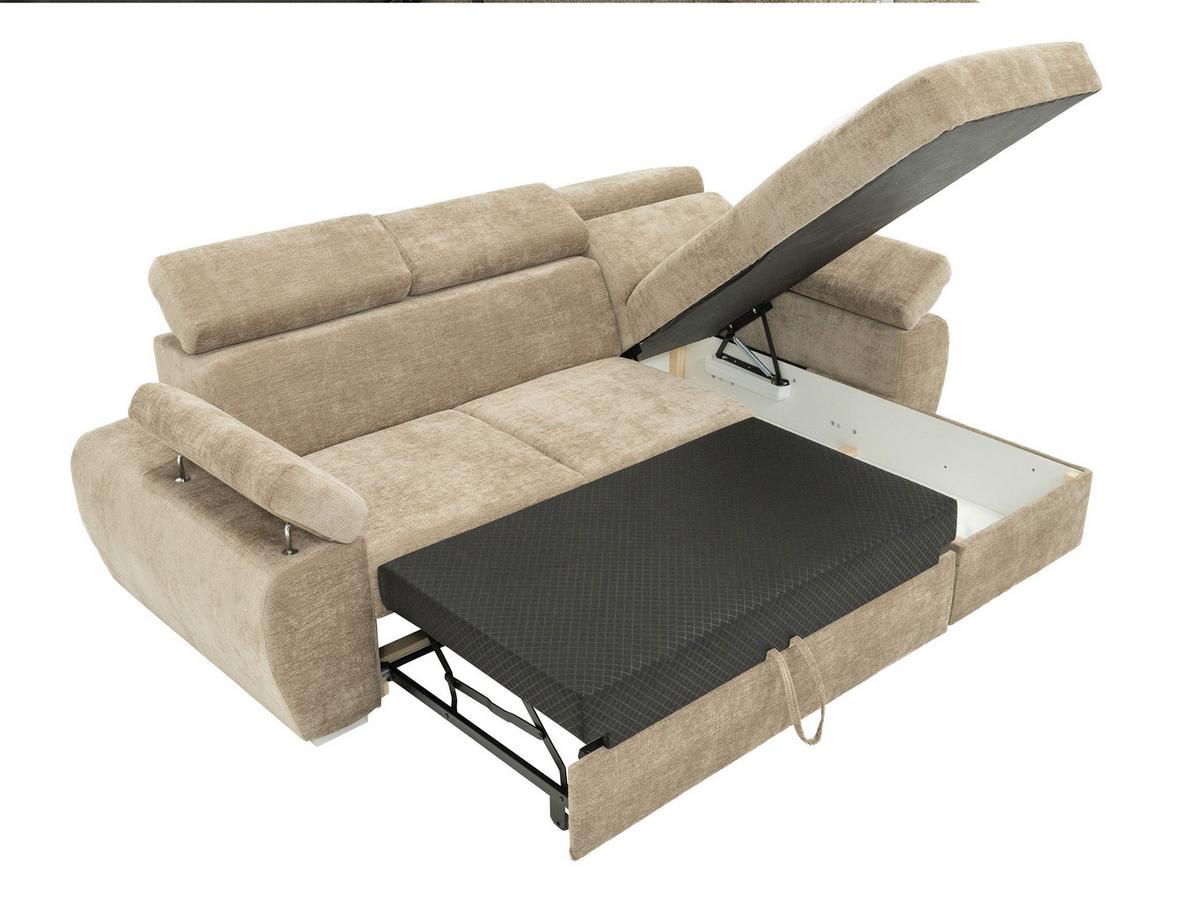 ECKSOFA Plaza L - Beige/Silberfarben, Holz/Kunststoff (255/170cm) - MIRJAN24